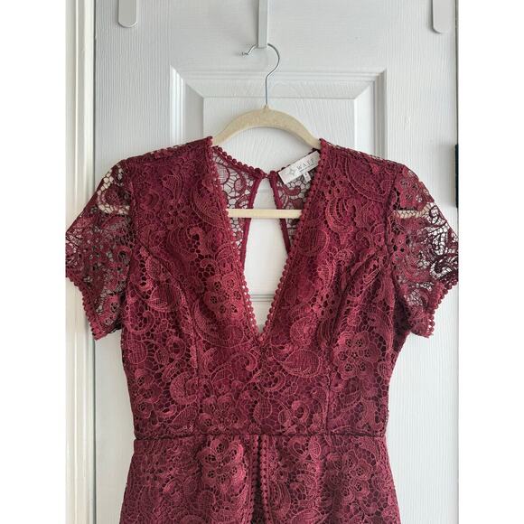 WAYF Women’s Lace Minidress in Burgundy size Small - Picture 5 of 11